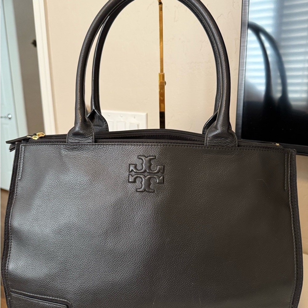 Tory Burch Black Leather Tote Bag
